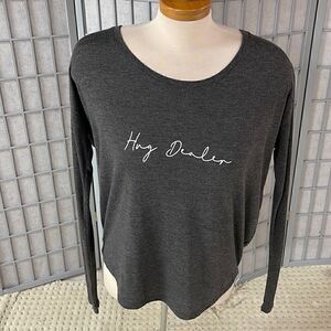 Om and Ah Long Sleeve ‘Hug Dealer’ long sleeve T shirt in Women’s small.